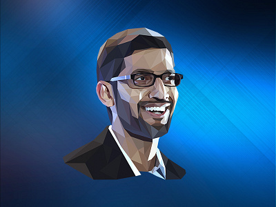 Sundar Pichai illustration lowpoly portrait