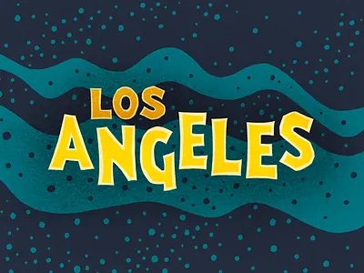 Los Angeles illustration blue display gold illustration la los angeles ocean procreate texture type vintage