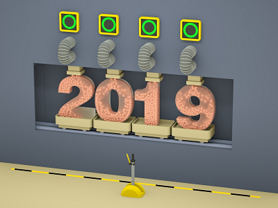 2019 New Year 2019 3d 3d art 3d artist animation c4d cinema 4d design illustration low poly low poly art new year new year 2019 render