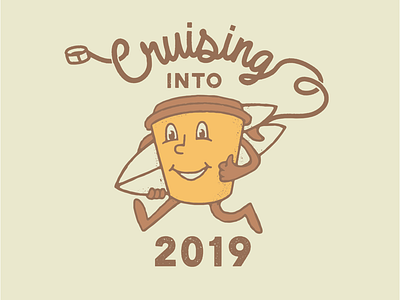 Happy new year dribbblers coffee draw dribbble illustration surf