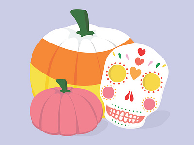 Pumpkins and Boos color halloween illustration october pumpkin sugar skull