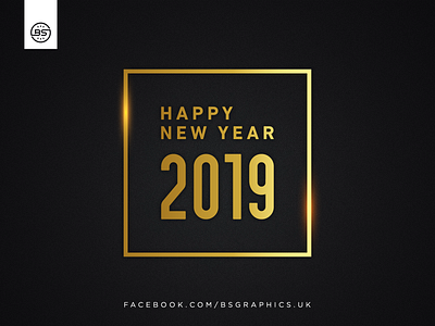 Happy New Year 2019 2d black brand branding clean creative design flat graphic design icon identity illustration lettering logo minimal simple type typography vector web