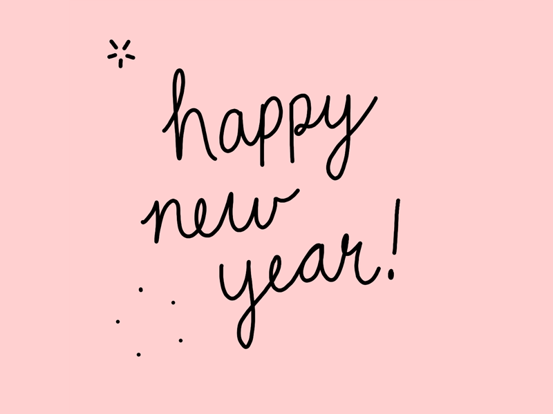 Happy New Year! 2019 fireworks gif hand lettering handwriting happy new year minimal new year new years eve pink script typography