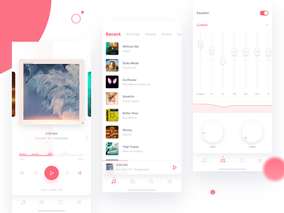 Poweramp Music Player Redesign app card clean daily equalizer graph light list ui minimal music music app music player play player poweramp slider sliders songs