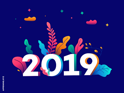 Happy New Year 2019 2019 design design agency flat illustration gradient gradient design illustration illustration art illustration design modern illustration muzli new year new year 2019