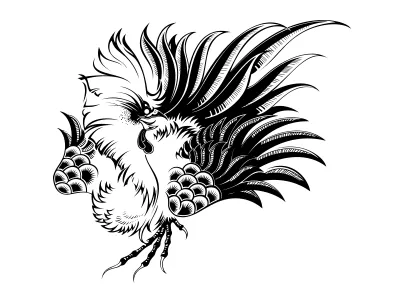 Rooster animal black design illustration plant rooster typography