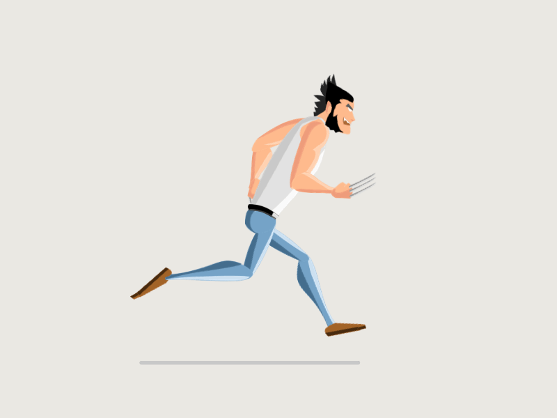 Logan animaiton character animation illustration running cycle running game character vector wolverine