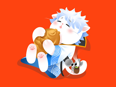 Anime Kitty ：Gintama animate cartoon cat colorful effyzhang flat gintama google gradient hot icon illustration japan kitty lovely popular ui