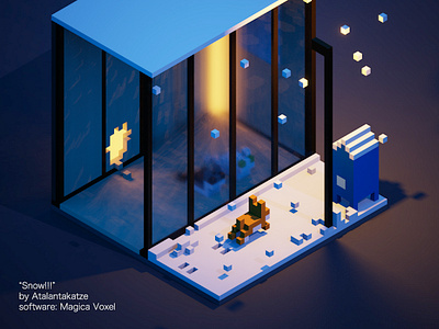 Snow design game graphic illustration pixel scene voxel voxelart