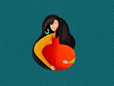 Yalda bird girl longhair pomegranate yalda yaldanight