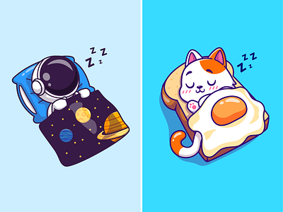 Sleeping beauty🧑🏼‍🚀🪐🐈💤 activities animal astroman astronaut blanket bread cat cute dream egg food icon illustration logo sleep sleeping space