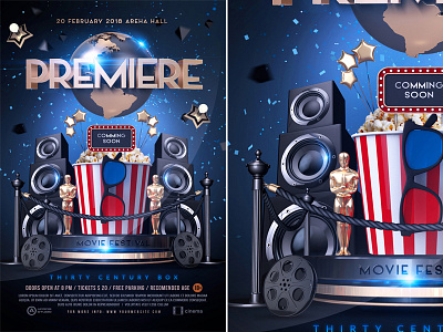 Premiere Movie Flyer cinema festival film film festival film poster flyer hollywood lights movie movie festival movie flyer movie night movie star oscar popcorn premiere premiere flyer premiere movie show stage