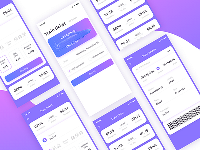 Railway ticket purchase app ui ux 应用 设计