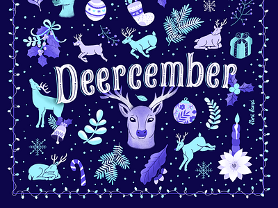 Deercember design flowers illustration ipad pro lettering procreate typography vibrant colors