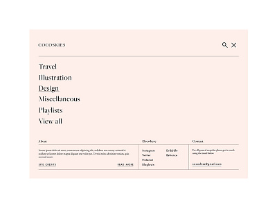 Cocoskies website blog brand designer burger menu creative studio website elegant branding feminine branding feminine website design minimalist branding modern branding navigation pink portfolio website design stylish branding ui ux wayfinding web design website website menu wordpress site