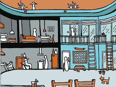The Share House animation comic design illustration spatial story book