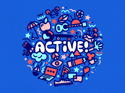 Active! art character doodle fun illustration lettering stuff vector