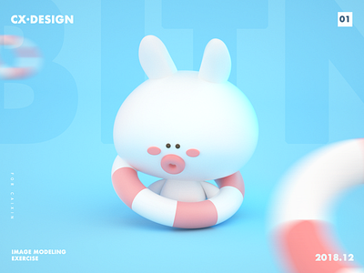 形象建模练习-兔子-02 3d c4d design rabbit