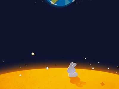 moon rabbit design illustration