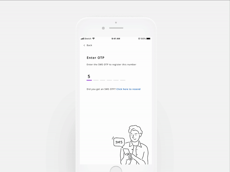 One Time Password animation illustration interaction mobile otp sign up ui ux