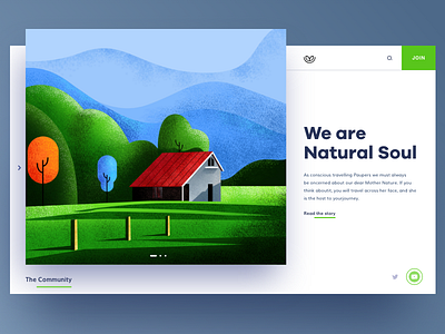 Natural Soul Website greenery hero image illustration natural nature scenery texture ui ux design uiux web website website builder