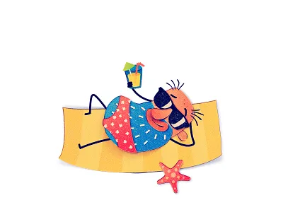 Mr Bumfluff Sticker Pack - Beach app store beach chat emotion illustration imessages ios messaging relax social media sticker sticker pack stickers