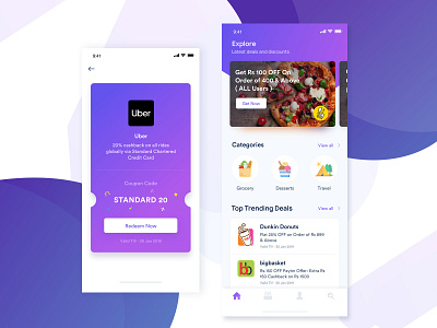 Fab Coupon App color coupon app coupon code coupon design deals discounts home screen iphone xs ui ux design voucher