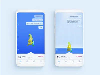Saifu Interactive Dashboard app blue chat chatbot design fish mobile ocean ui ux vector water