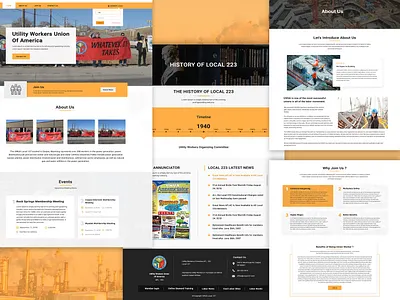 UWUA - Second Branch design homepage labour landing page ui ux wage web web design yellow