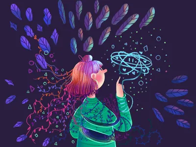 Musing character doodle editorial editorial art elflock illustration leaf thinking