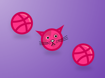 x3 Dribbble Invite 3 invites cat giveaway illustration invitation invites sketch