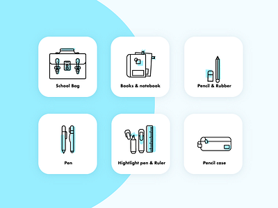 What's in students bag? icon illutration line