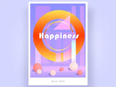 Happiness coloful gradient happiness illustrator poster poster design type typogaphy vector