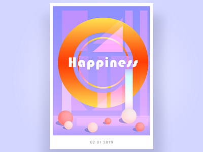 Happiness coloful gradient happiness illustrator poster poster design type typogaphy vector