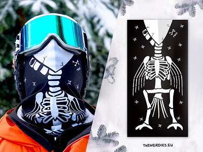 Birdies Nerdies Birdana "Skullie" Design bandana bird characterdesign design graphic art graphic deisgn illustration outdoor product productdesign skeleton skull vector vectorart warm winter winter is coming winter sports