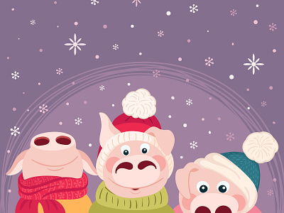 Oink 2019! card cartoon cartoon character cartoon illustration character character design children illustration design friends friendship illustration piglet vector illustration winter