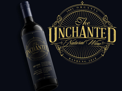 The Unchanted wine bottle label branding handletter handlettering lettering lettering logo vintage logo wine bottle winery