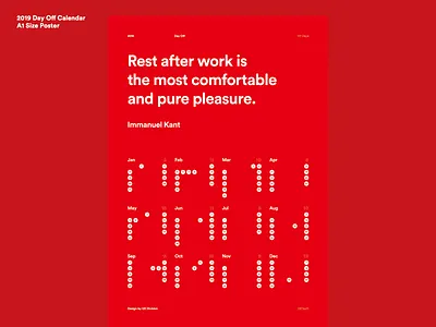 2019 Day Off Calendar Poster 2019 a1 calendar dayoff poster