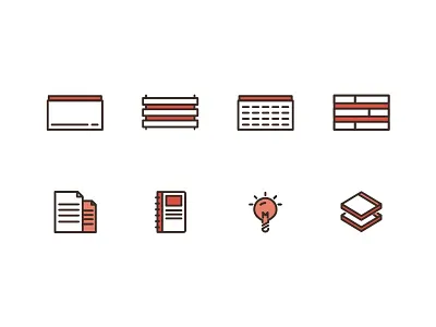 TN - Roof Tile & Info Icons icons icons set illustrations line art minimal red roof tiles roofing