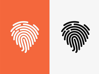 Fingerprint Logo finger fingerprint flat line logo orange vector