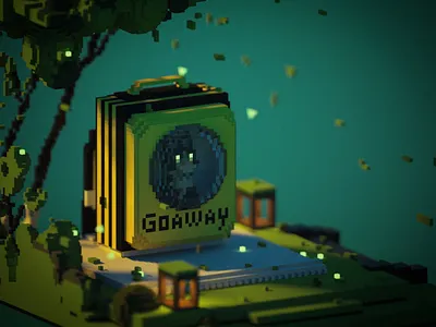 Cat in cat carrier. 3dmodel cat cat illustration illustration renders scene voxel voxel art