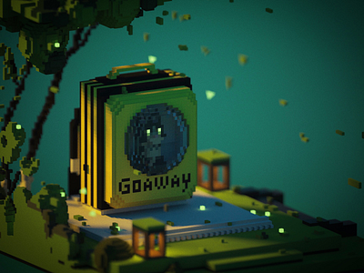 Cat in cat carrier. 3dmodel cat cat illustration illustration renders scene voxel voxel art