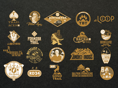 Race and Trail Logos for 2018 badge bicycle biking chinese design emblem logo logo portfolio logos marathon race running scratchboard taiwan trail vector vintage