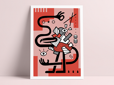 Bird Print abstract art character character art character design design geo geometric illustration illustrator mural artist print red shapes