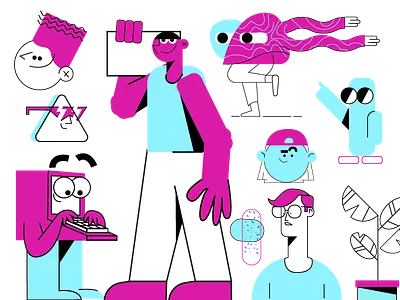 Doodle 3 character design doodle girl happy illustration smile vector woman