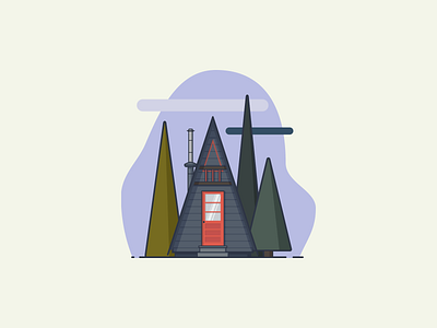 A Frame Cabin a frame a frame cabin blob background cabin cabin illustration clouds door illustration line illustration trees
