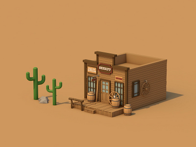 Sheriff Office 3d 3d art 3d artist c4d cinema 4d design illustration low poly low poly art render sheriff