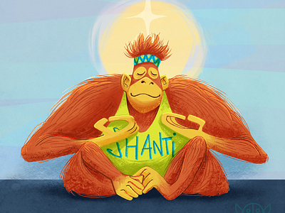 Happy New Year Dribbble! children illustration illustration orangutan shanti yoga