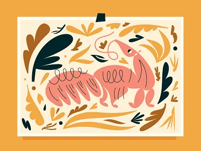 Giant Anteater abstract animal anteater design digital art illustration mammal plants print south america vector