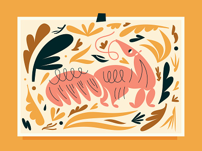 Giant Anteater abstract animal anteater design digital art illustration mammal plants print south america vector